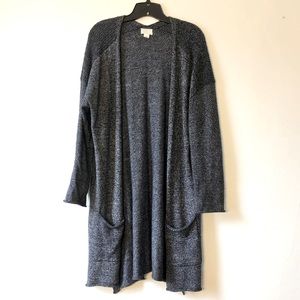 NORDSTROM Caslon Long Marled Navy Open Cardigan Size L
